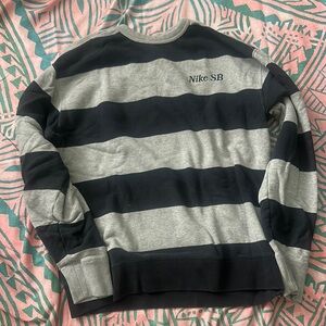 Men's Black and Navy Blue Striped Nike SB Sweater